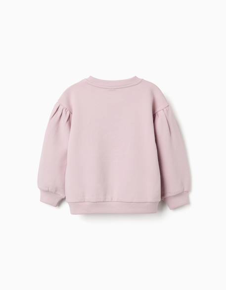 Sweat en coton avec fleurs brodées Mauve clair 2 - vertbaudet enfant 