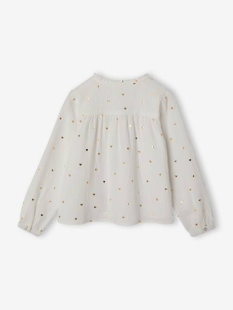 Chemise file gaze de coton imprimée personnalisable blanc imprimé+bleu chambray+doré+écru+mauve 14 - vertbaudet enfant 