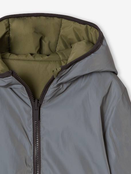Blouson réversible réfléchissant garçon à capuche kaki 8 - vertbaudet enfant 