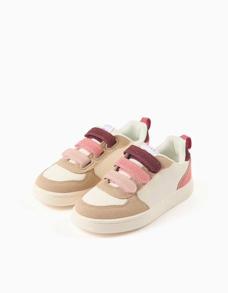 Baskets bi-matière à scratch zy move Rose 2 - vertbaudet enfant 