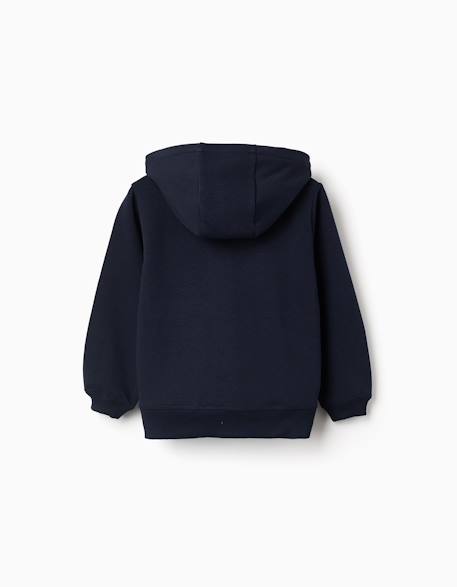 Sweat zippé en molleton à capuche avec m brodé Bleu foncé 2 - vertbaudet enfant 