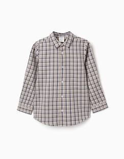 Chemise en coton à manches longues et motif à carreaux  - vertbaudet enfant