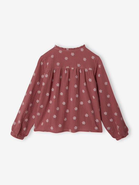 Chemise file gaze de coton imprimée personnalisable blanc imprimé+bleu chambray+écru+mauve 21 - vertbaudet enfant 