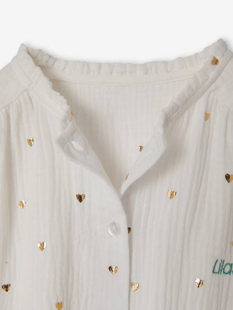 Chemise file gaze de coton imprimée personnalisable blanc imprimé+bleu chambray+doré+écru+mauve 16 - vertbaudet enfant 