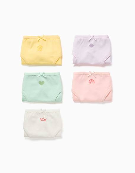 Fille-Sous-vêtement-Lot de 5 culottes en coton à imprimés et nœuds