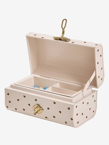 Boîte à bijoux malle en métal cœurs vanille 2 - vertbaudet enfant 