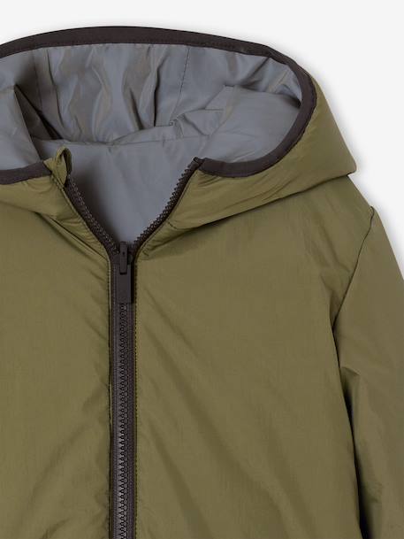 Blouson réversible réfléchissant garçon à capuche kaki 7 - vertbaudet enfant 