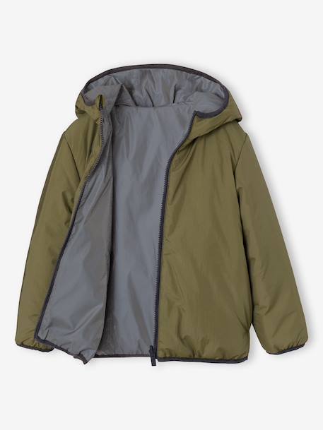 Blouson réversible réfléchissant garçon à capuche kaki 3 - vertbaudet enfant 