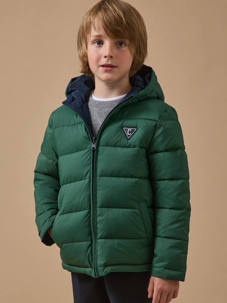 Doudoune garçon réversible Cerise+Vert pin 7 - vertbaudet enfant 