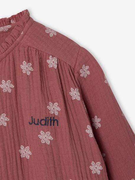 Chemise file gaze de coton imprimée personnalisable blanc imprimé+bleu chambray+écru+mauve 22 - vertbaudet enfant 