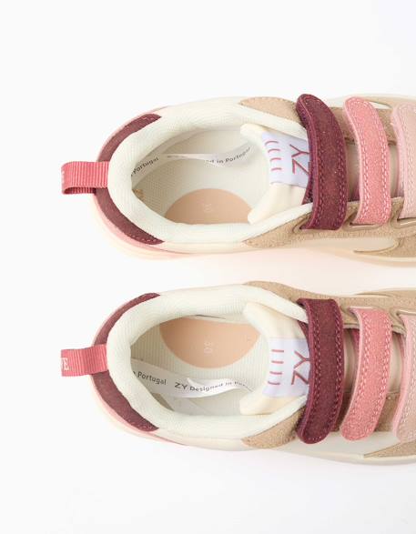 Baskets bi-matière à scratch zy move Rose 3 - vertbaudet enfant 