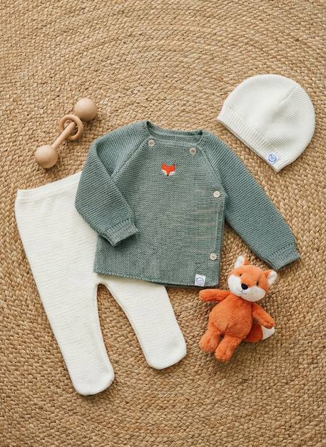 Ensemble broderie renard Gris vert 1 - vertbaudet enfant 