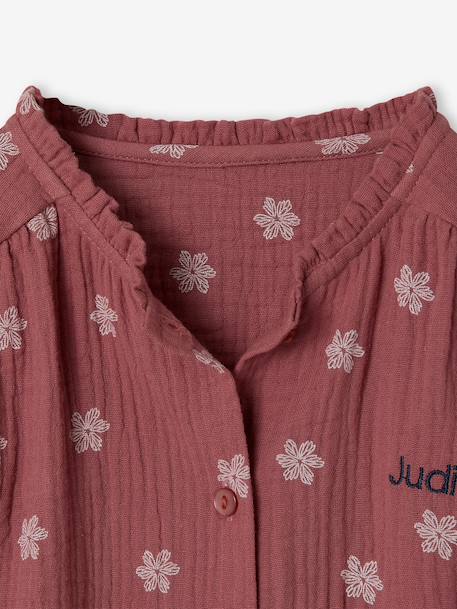 Chemise file gaze de coton imprimée personnalisable blanc imprimé+bleu chambray+écru+mauve 23 - vertbaudet enfant 