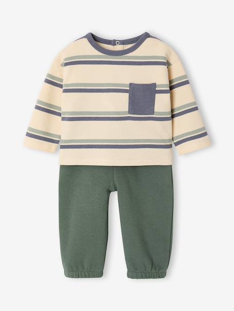 Ensemble T-shirt et pantalon bébé garçon caramel+vert 9 - vertbaudet enfant 