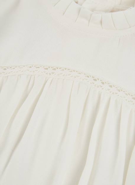 Blouse fille avec dentelle et col froncé Blanc 3 - vertbaudet enfant 