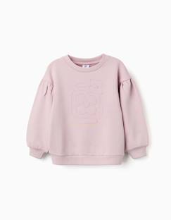 -Sweat en coton avec fleurs brodées
