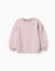 Sweat en coton avec fleurs brodées Mauve clair 1 - vertbaudet enfant 
