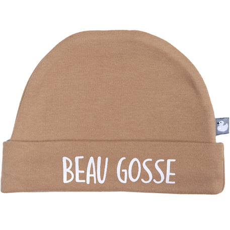 Garçon-Bonnet de naissance doublé pur coton mon cœur est à maman pierre bleue