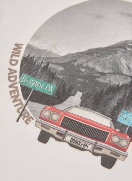 T-shirt garçon maille imprimé voiture aventure Blanc 4 - vertbaudet enfant 