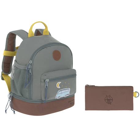 Mini sac à dos carré little gang khaki clair Gris, bleu clair, moutarde 2 - vertbaudet enfant 