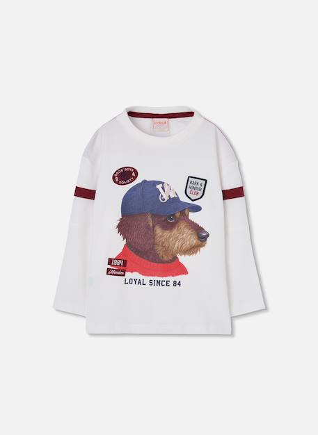 T-shirt garçon maille imprimé chien Blanc 1 - vertbaudet enfant 