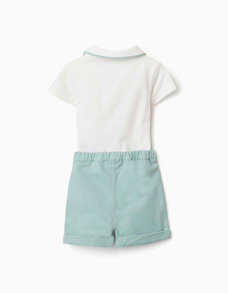 Ensemble body et short en coton Vert clair 2 - vertbaudet enfant 