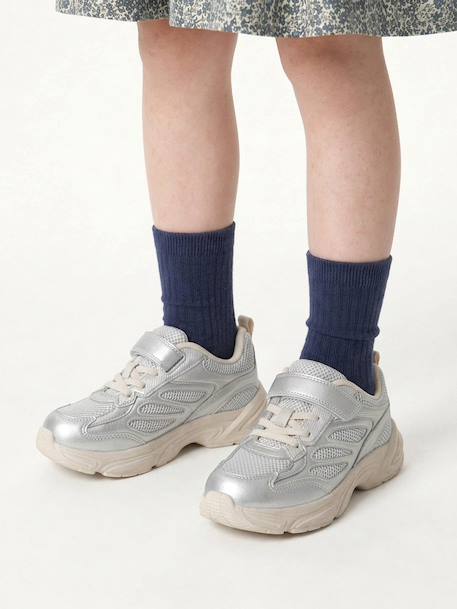 Baskets enfant fille à scratch argenté 2 - vertbaudet enfant 