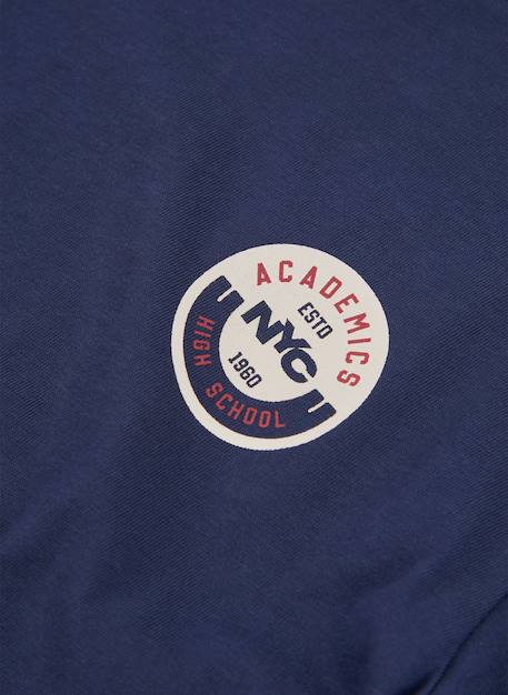 T-shirt garçon en maille avec patch nyc Bleu 3 - vertbaudet enfant 