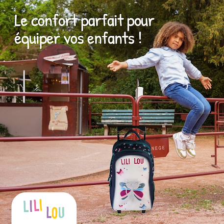 Sac à dos à roulettes 2 compartiments Lili Lou 'fée & papillons'  - 32 cm Beige 5 - vertbaudet enfant 