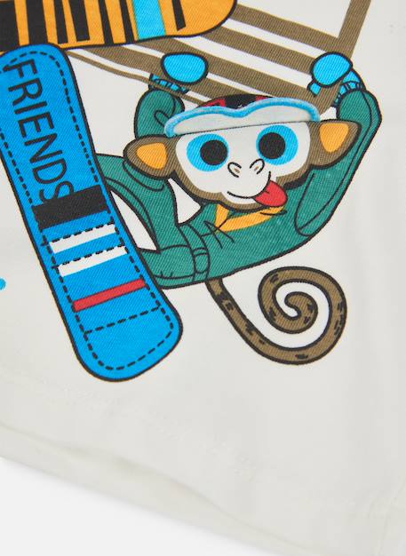 T-shirt en maille garçon imprimé singes snowboard Blanc 4 - vertbaudet enfant 