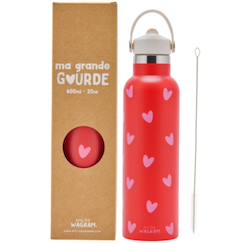 Puériculture-Repas-Vaisselle, coffret repas-Gourde isotherme coeurs (600 ml)