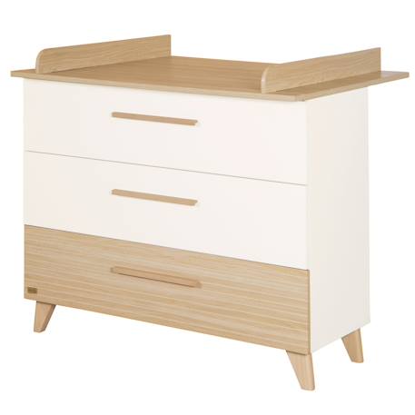 Commode à Langer 'Theo' avec Tiroirs - Convertible Blanc - Chêne 1 - vertbaudet enfant 
