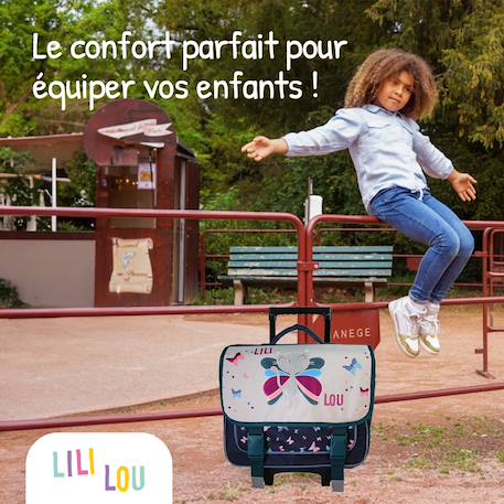 Cartable à roulettes 2 compartiments Lili Lou Fée & Papillons  - 38 cm Beige 5 - vertbaudet enfant 