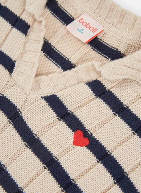Pull fille rayé avec coeur brodé Blanc 4 - vertbaudet enfant 
