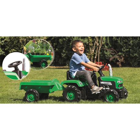 Tracteur à pédales avec remorque Vert 3 - vertbaudet enfant 