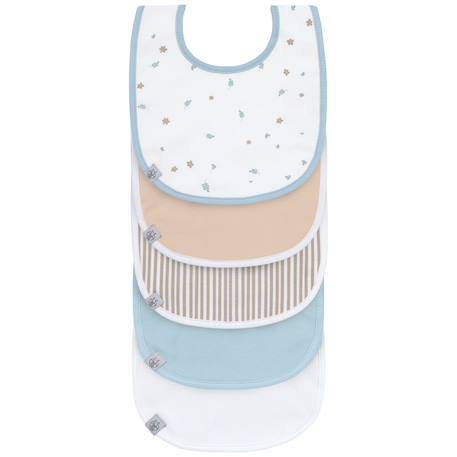 Lot de 5 bavoirs éponge floral Bleu, marron, blanc 1 - vertbaudet enfant 