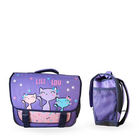 Cartable scolaire 2 compartiments Lili Lou - 38 cm Violet 1 - vertbaudet enfant 