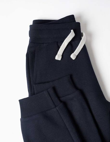 Pantalon de jogging ajusté en molleton avec cordon de serrage Bleu foncé+Gris+Noir 3 - vertbaudet enfant 
