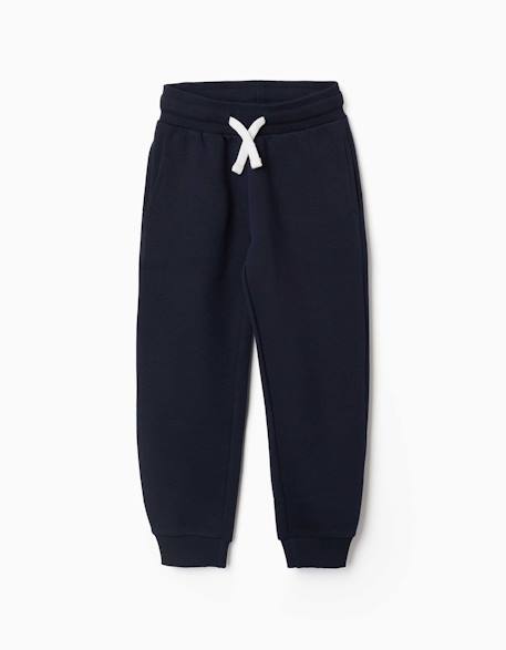 Pantalon de jogging ajusté en molleton avec cordon de serrage Bleu foncé+Gris+Noir 1 - vertbaudet enfant 