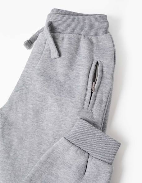 Pantalon de jogging en coton peigné avec cordon de serrage et poches Bleu foncé+Gris clair+Noir 6 - vertbaudet enfant 