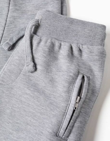 Pantalon de jogging en molleton avec cordon de serrage et poches Gris clair+Noir 3 - vertbaudet enfant 