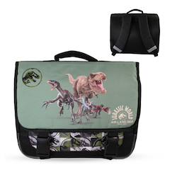-Cartable scolaire réversible 2 compartiments Jurassic World - 38 cm