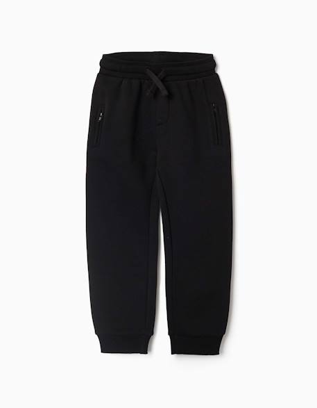 Pantalon de jogging en molleton avec cordon de serrage et poches Gris clair+Noir 4 - vertbaudet enfant 