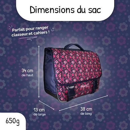 Cartable scolaire 2 compartiments Miniseri Fleurs- 38 cm Violet 3 - vertbaudet enfant 
