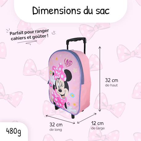Sac à dos de maternelle à roulettes Disney Minnie Mouse - 32 cm Rose 3 - vertbaudet enfant 