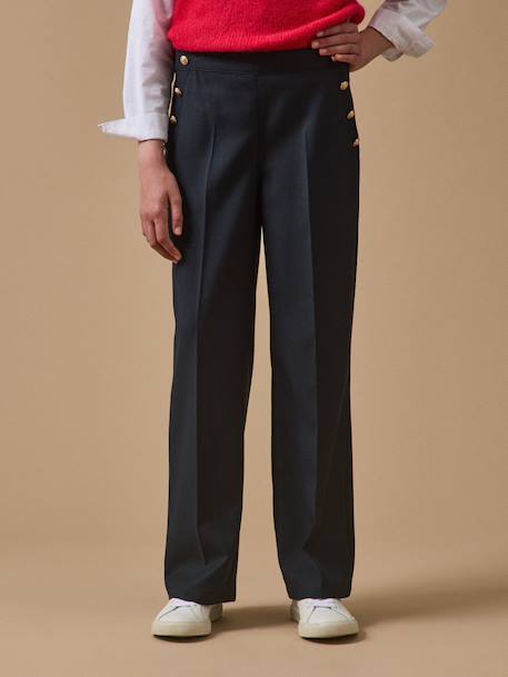 Pantalon large à pont fille Marine 1 - vertbaudet enfant 