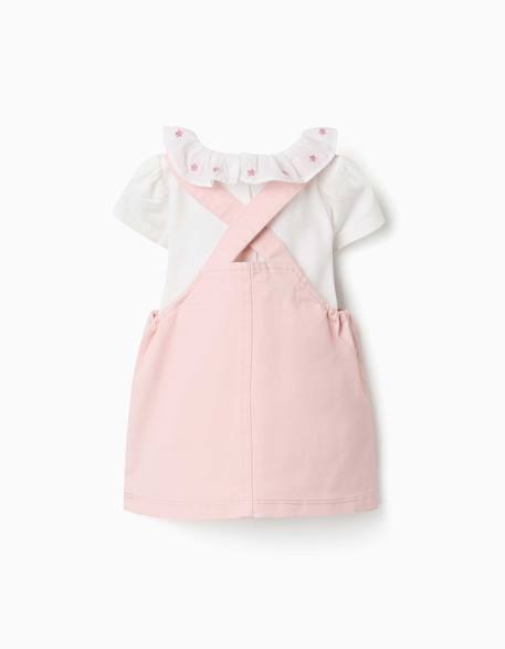 Body en coton et robe chasuble en sergé Rose 2 - vertbaudet enfant 
