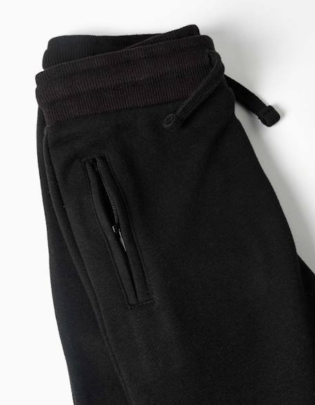Pantalon de jogging en molleton avec cordon de serrage et poches Gris clair+Noir 6 - vertbaudet enfant 