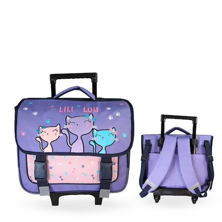 Fille-Accessoires-Fourniture scolaire-Cartable-Cartable à roulettes 2 compartiments Lili Lou "féerie" - 38 cm