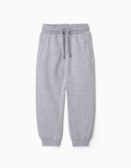 Pantalon de jogging en coton peigné avec cordon de serrage et poches Bleu foncé+Gris clair+Noir 4 - vertbaudet enfant 